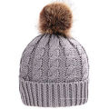 Chapeau en caoutchouc Bonnet à tricoter à la main avec fourrure POM POM